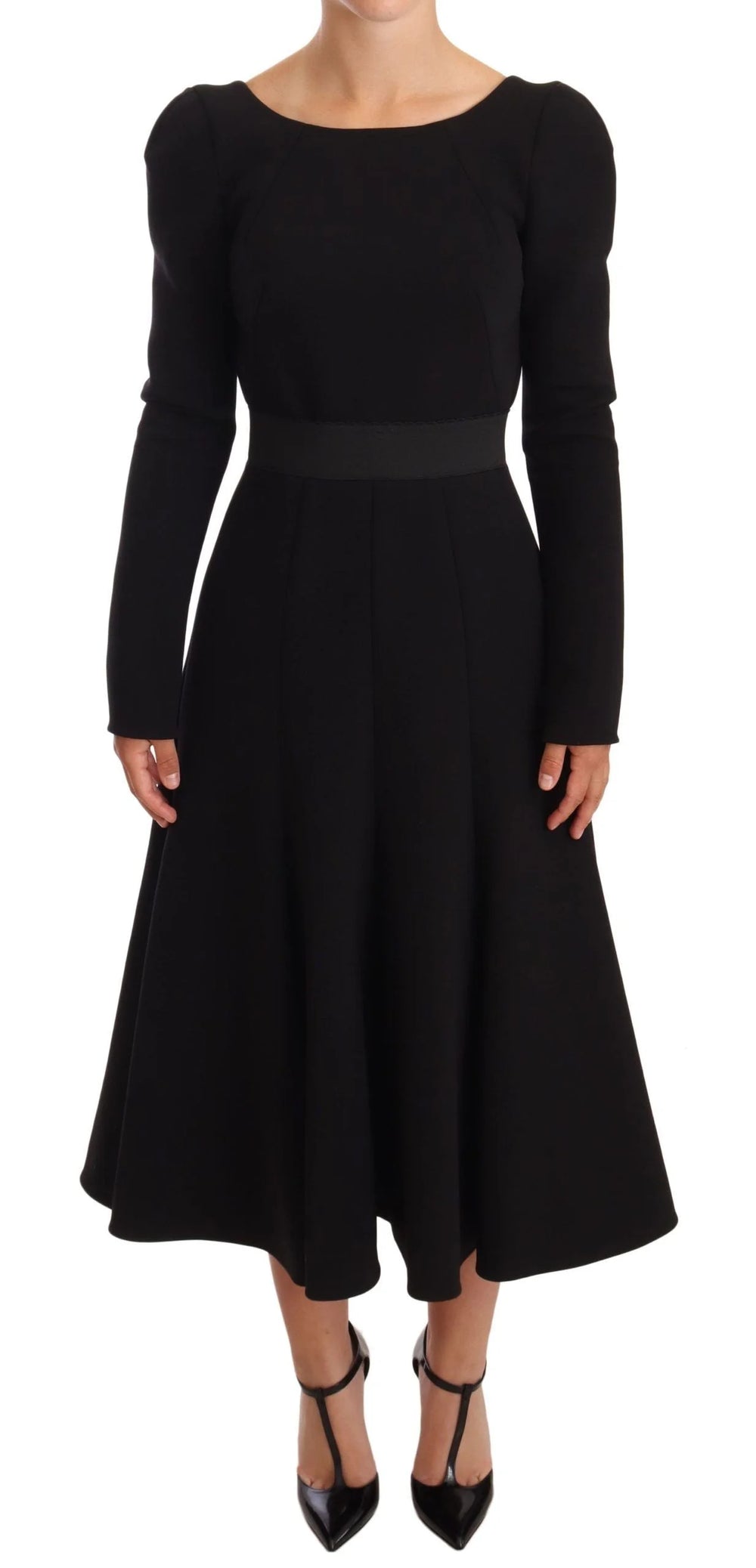 Dolce & Gabbana Black Wool Stretch Sheath Open Back Dress - IT38|XS - Dresses