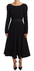 Dolce & Gabbana Black Wool Stretch Sheath Open Back Dress - IT38|XS - Dresses