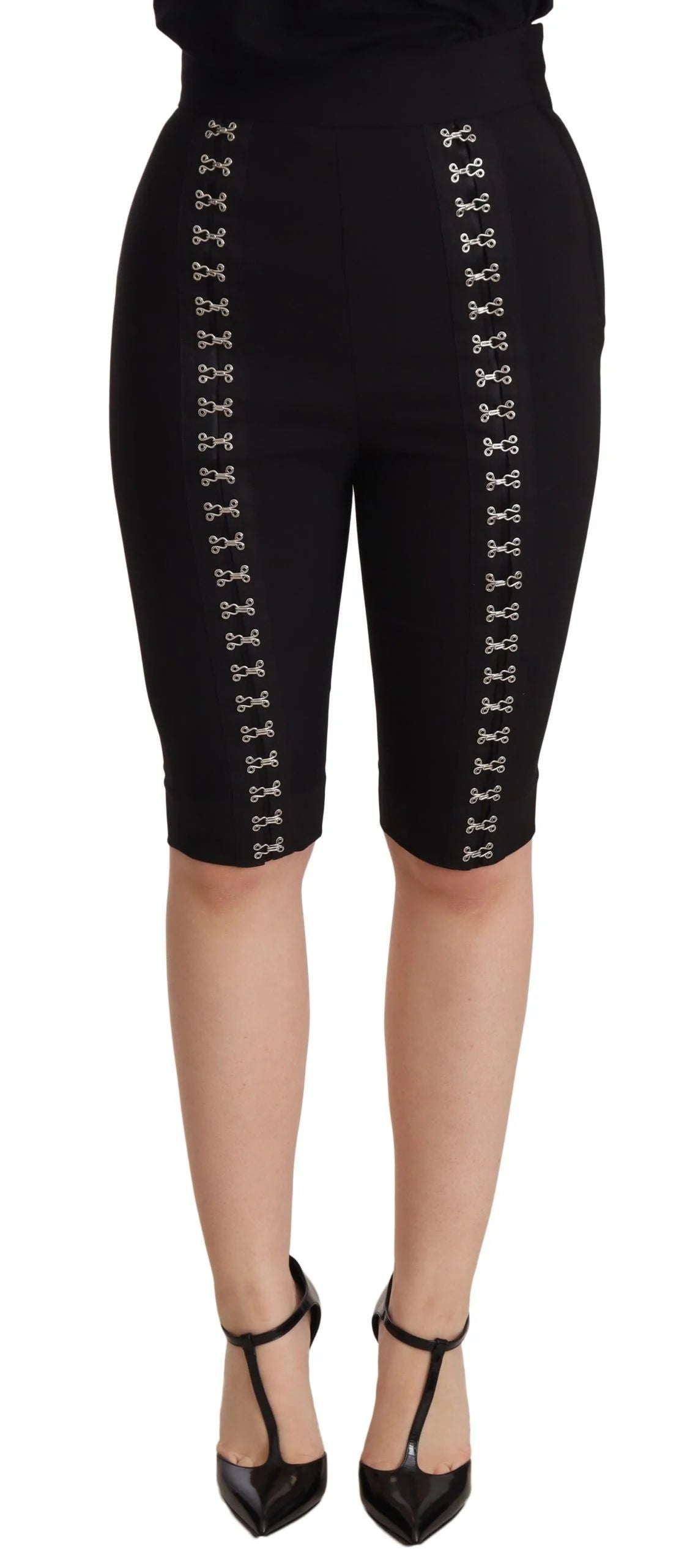Dolce & Gabbana Black Wool Stretch Slim Fit High Waist Shorts - IT36 | XS - Legging Shorts