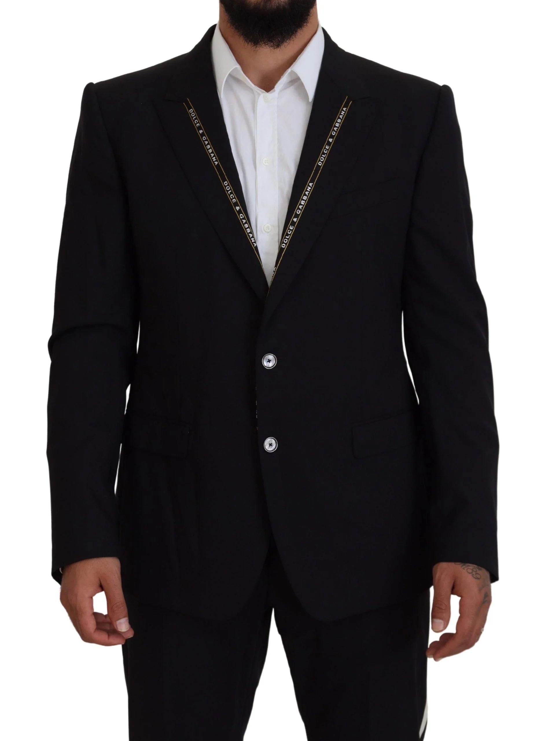 Dolce & Gabbana Black Wool Stretch Slim Fit Jacket Blazer - Sport Jackets