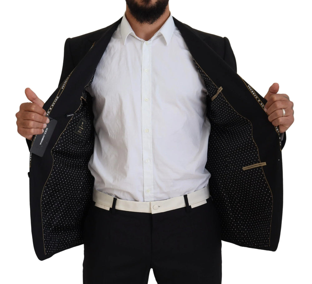 Dolce & Gabbana Black Wool Stretch Slim Fit Jacket Blazer - Sport Jackets