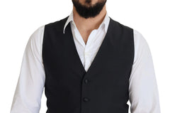 Dolce & Gabbana Black Wool Stretch Waistcoat Formal Vest - IT50 | L - Vests