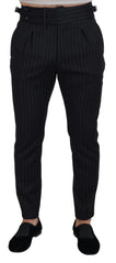 Dolce & Gabbana Black Wool Striped Chino Pants - IT48 | M - Chinos