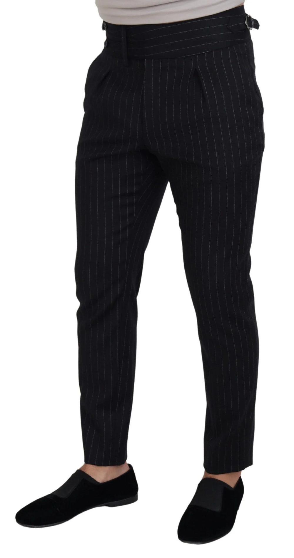 Dolce & Gabbana Black Wool Striped Chino Pants - IT48 | M - Chinos