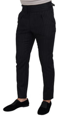 Dolce & Gabbana Black Wool Striped Chino Pants - IT48 | M - Chinos