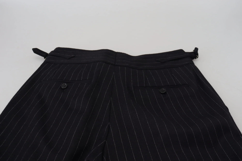 Dolce & Gabbana Black Wool Striped Chino Pants - IT48 | M - Chinos