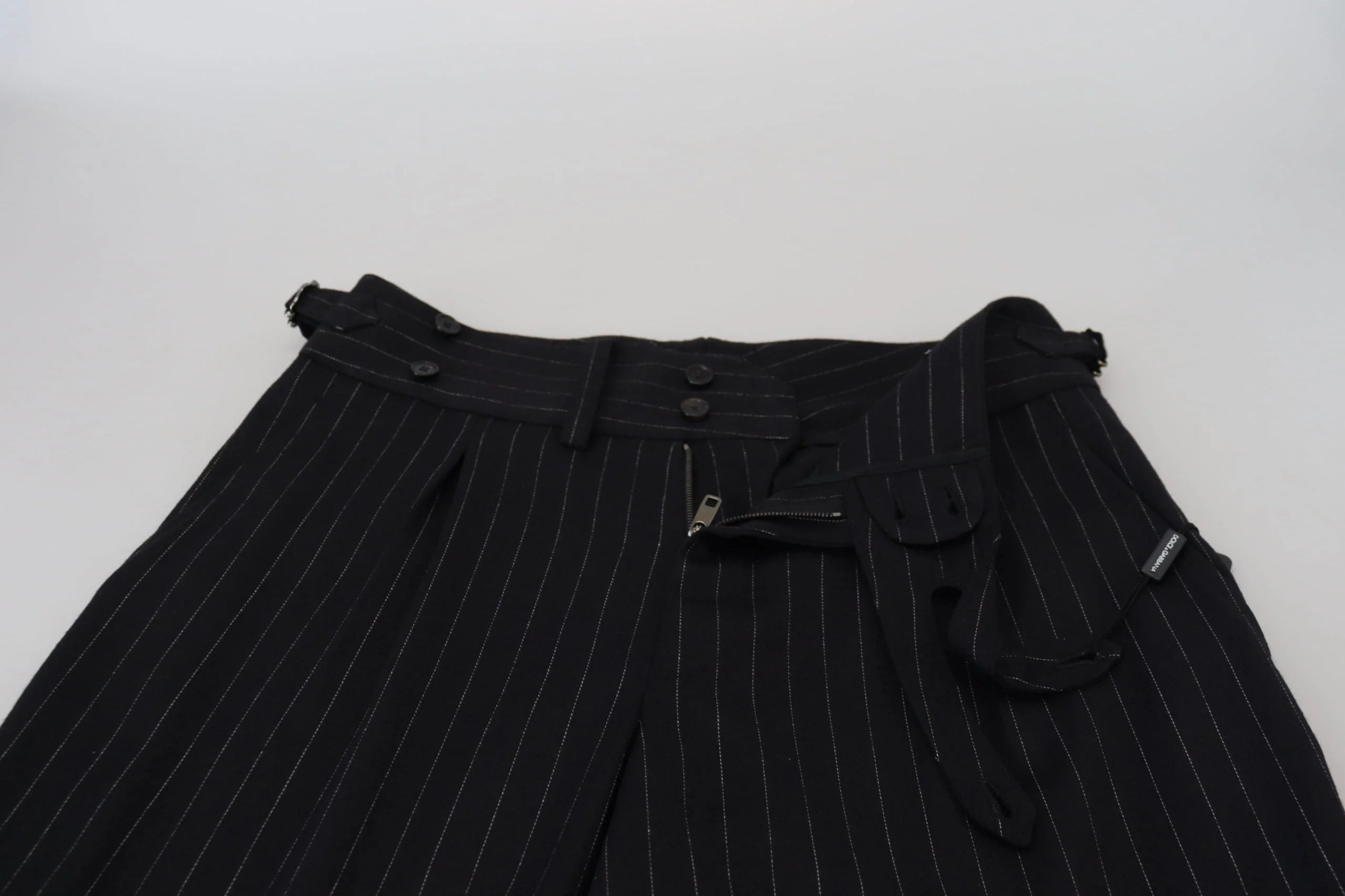 Dolce & Gabbana Black Wool Striped Chino Pants - IT48 | M - Chinos