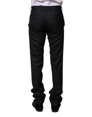 Dolce & Gabbana Black Wool Striped Formal Pants - IT44 | XS - Trousers