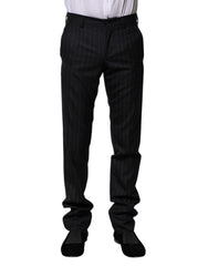 Dolce & Gabbana Black Wool Striped Formal Pants - IT44 | XS - Trousers