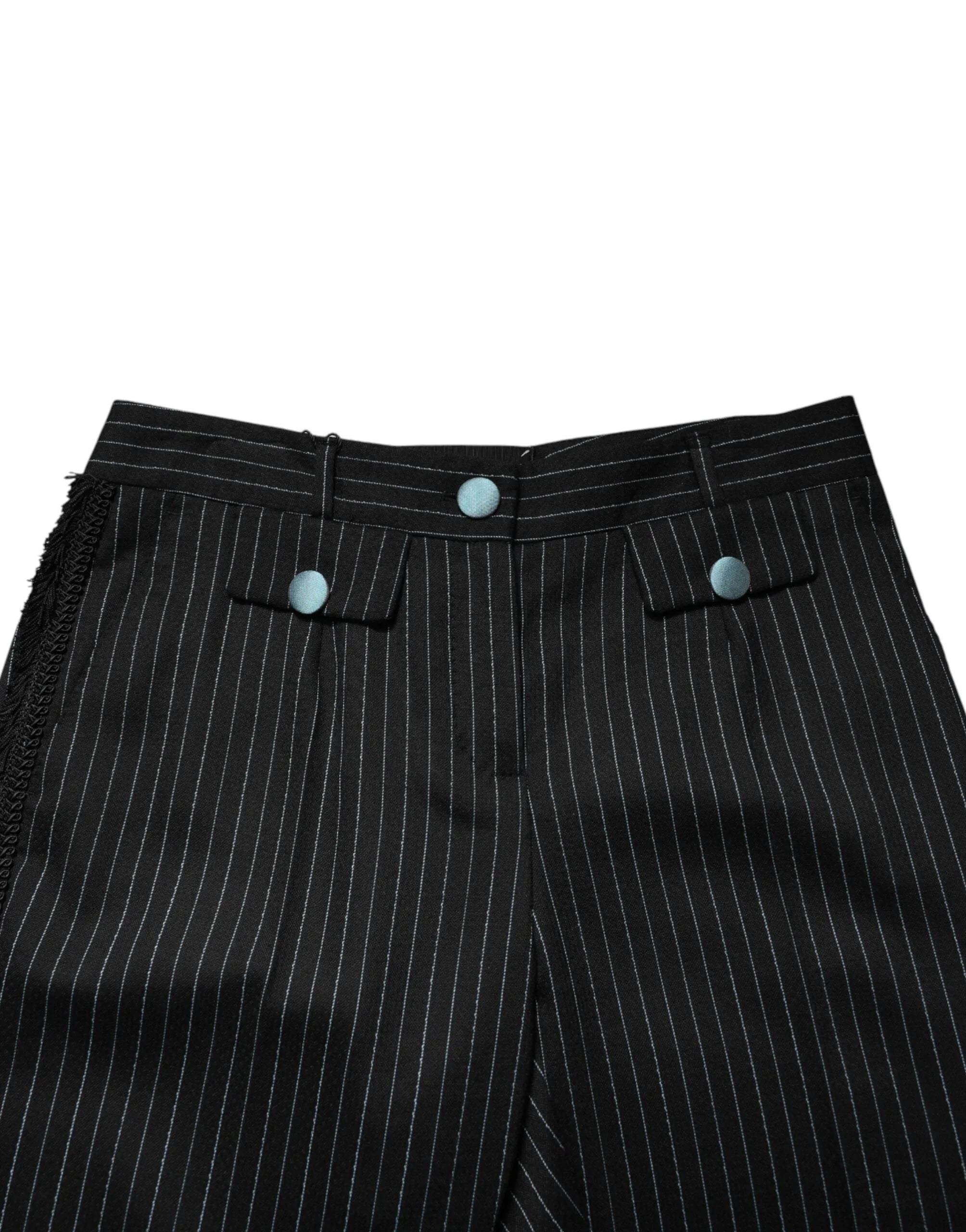 Dolce & Gabbana Black Wool Stripes Cropped Trouser Pants - IT40|S