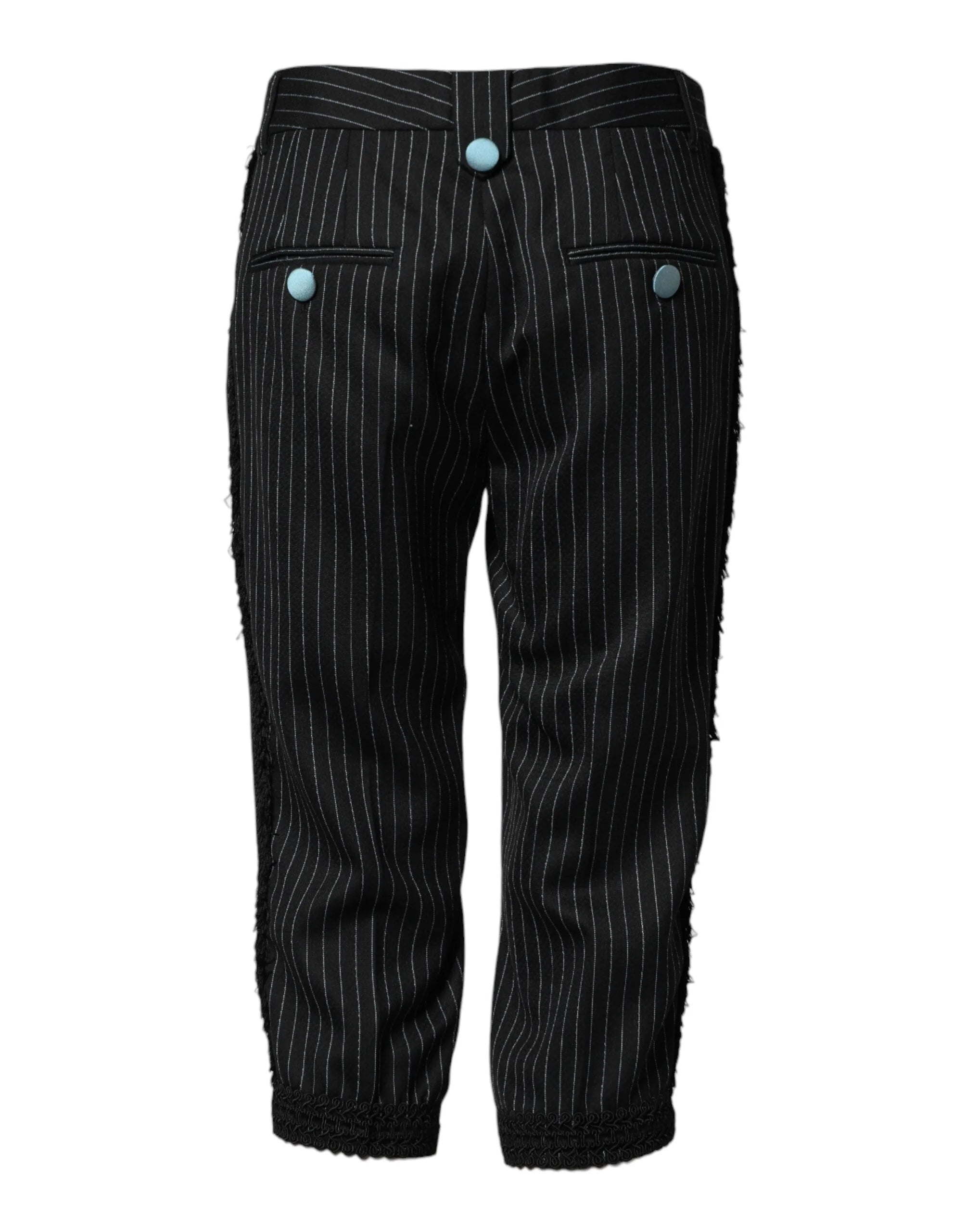 Dolce & Gabbana Black Wool Stripes Cropped Trouser Pants - IT40|S