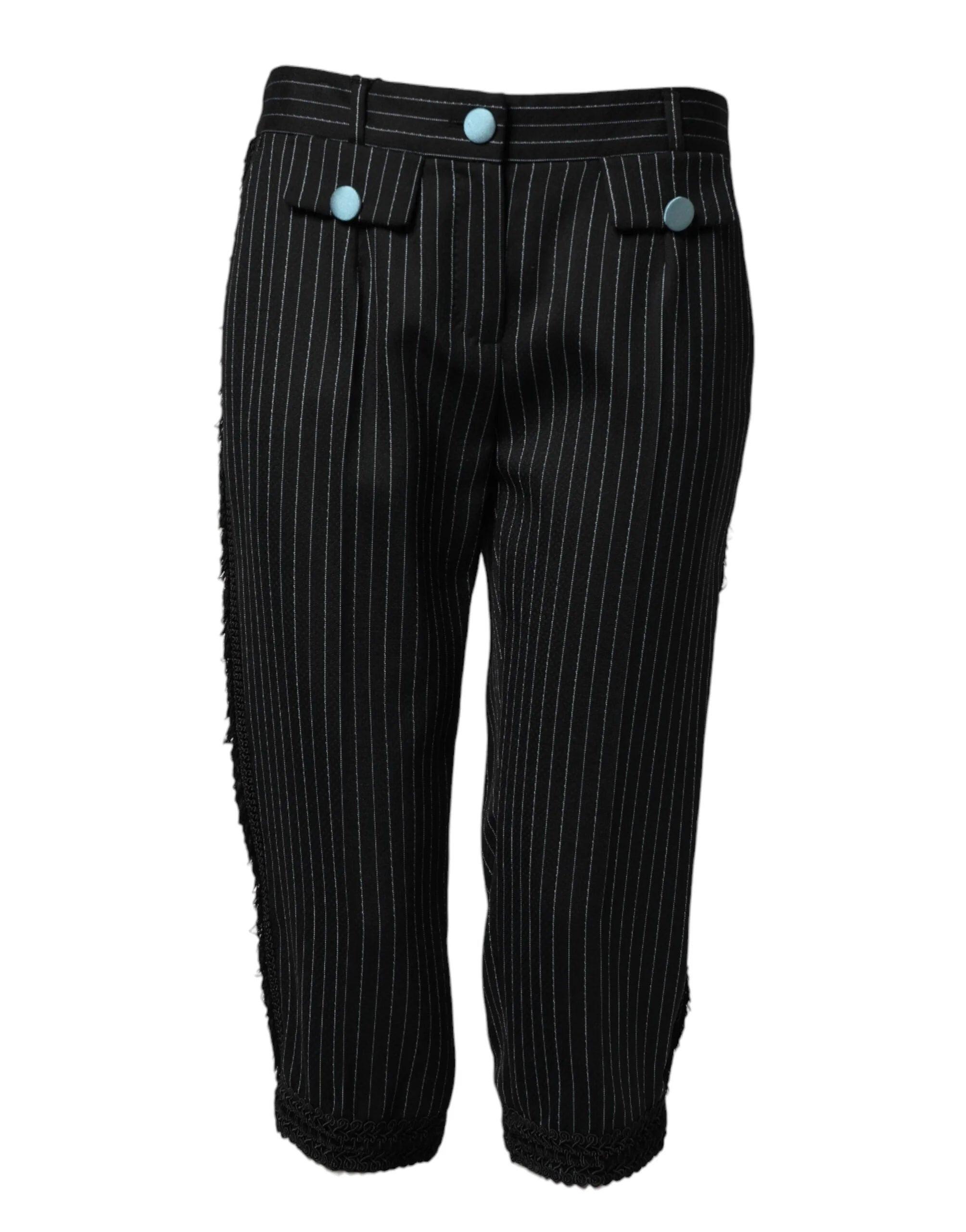 Dolce & Gabbana Black Wool Stripes Cropped Trouser Pants - IT40|S