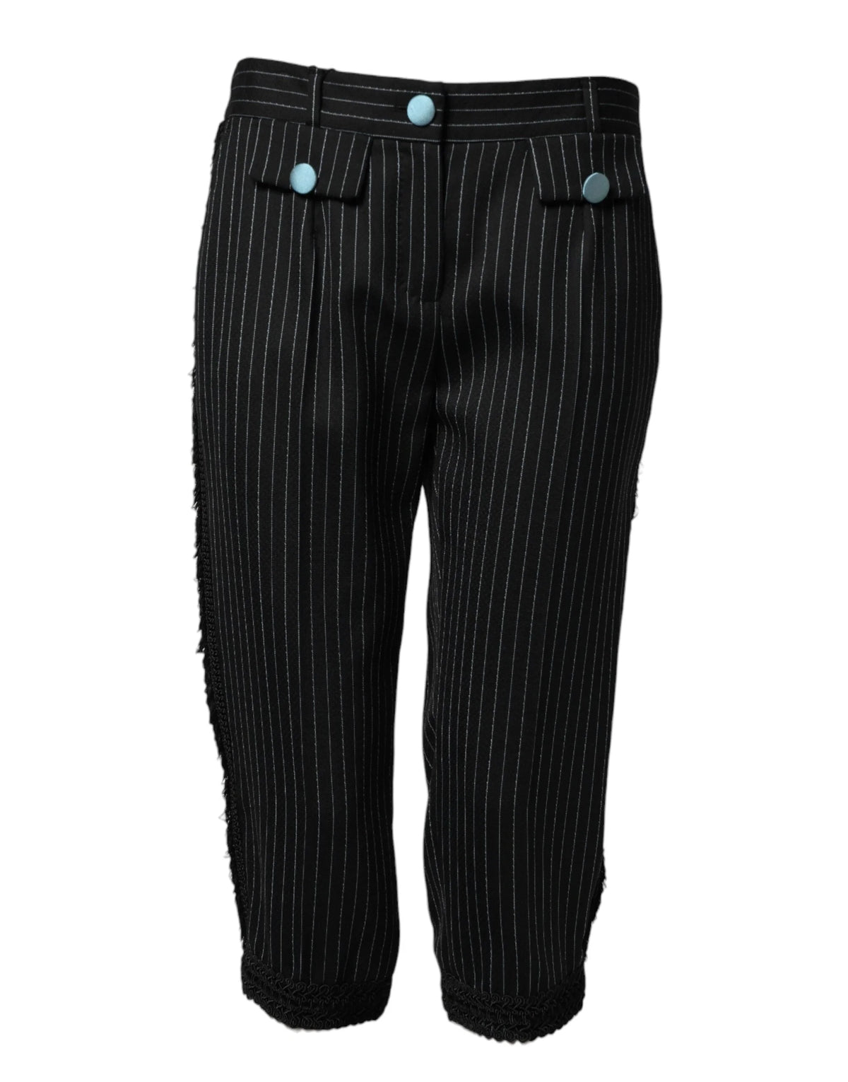 Dolce & Gabbana Black Wool Stripes Cropped Trouser Pants - IT40|S