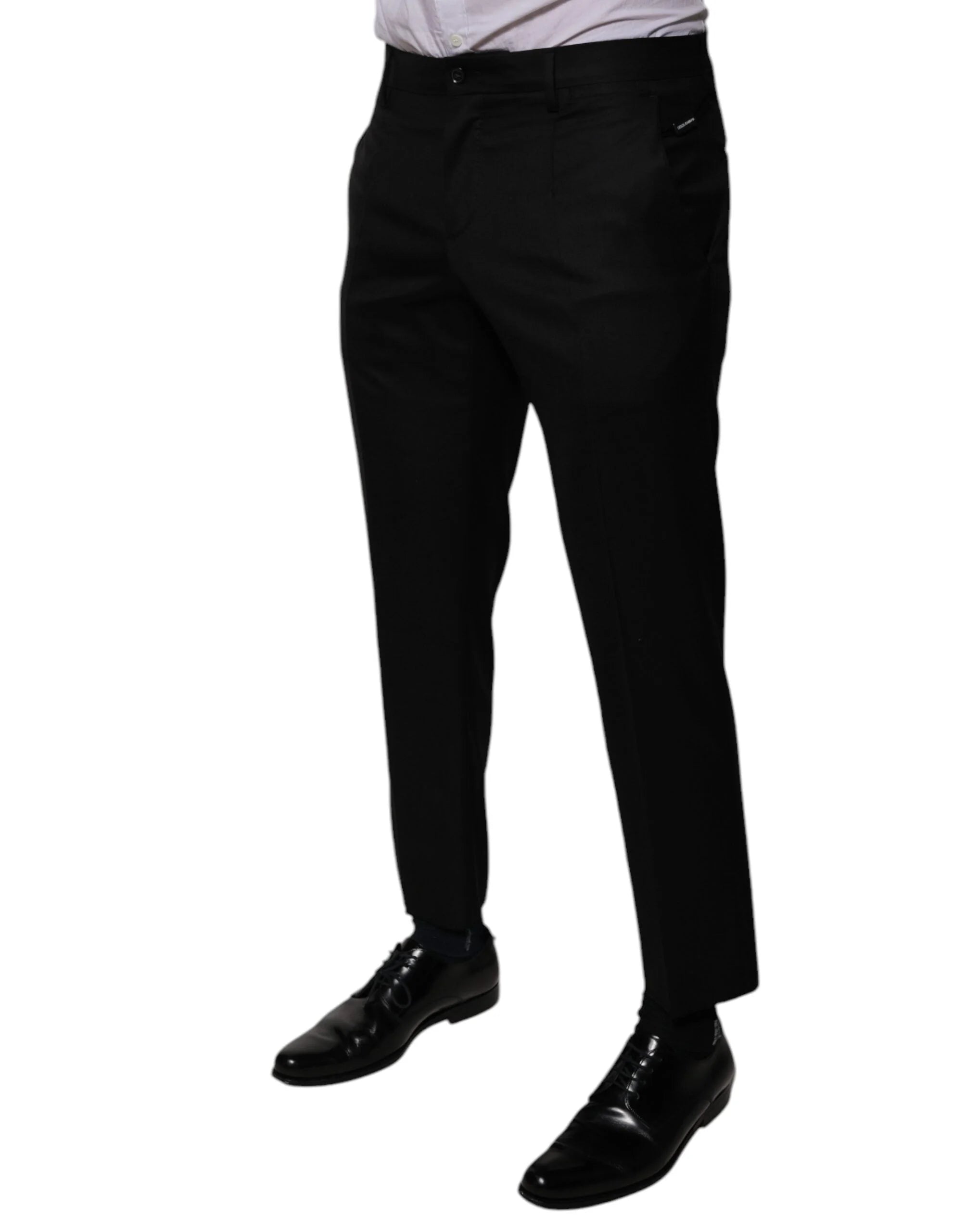 Dolce & Gabbana Black Wool Tapered Formal Dress Pants - IT46 | S - Trousers