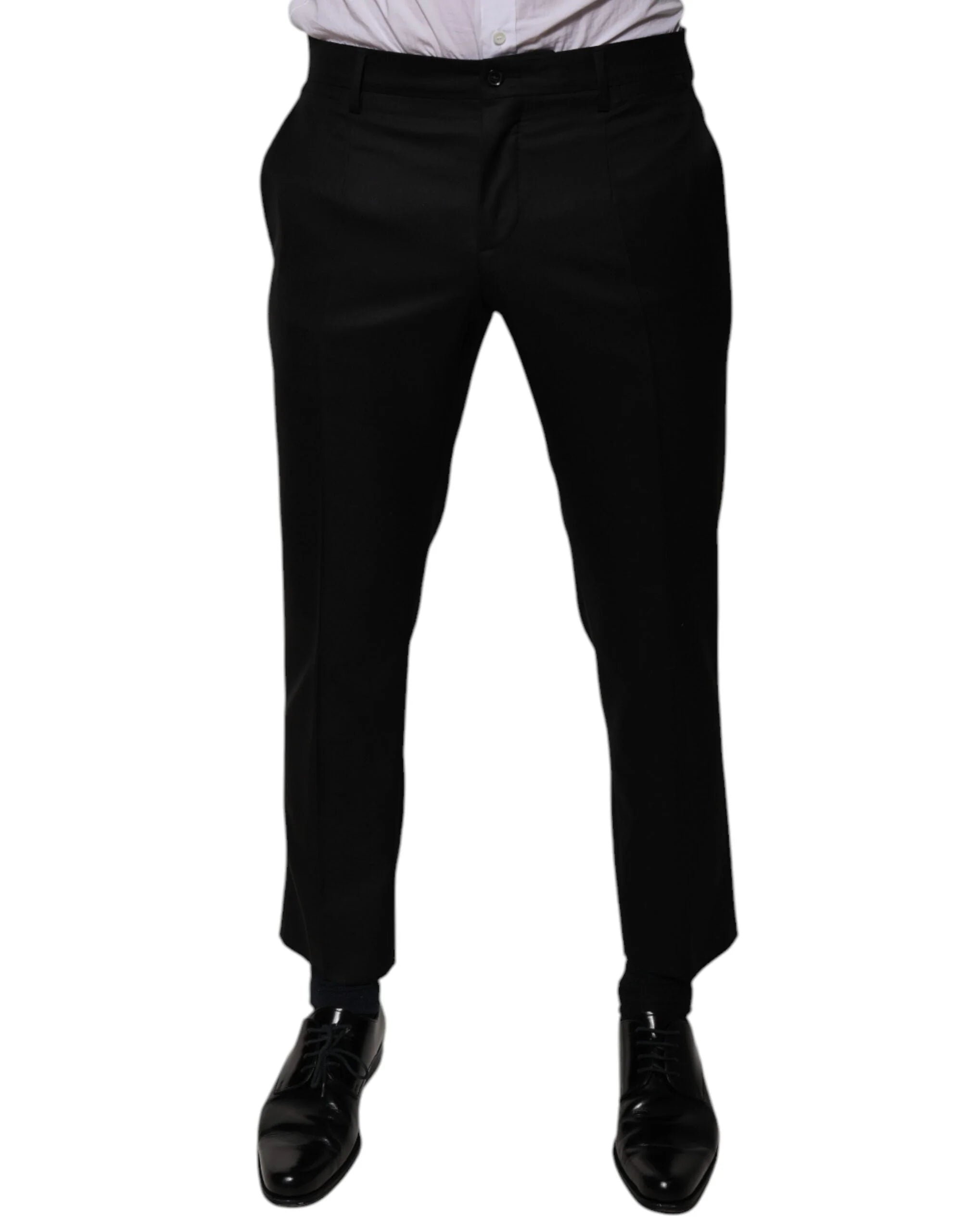 Dolce & Gabbana Black Wool Tapered Formal Dress Pants - IT46 | S - Trousers