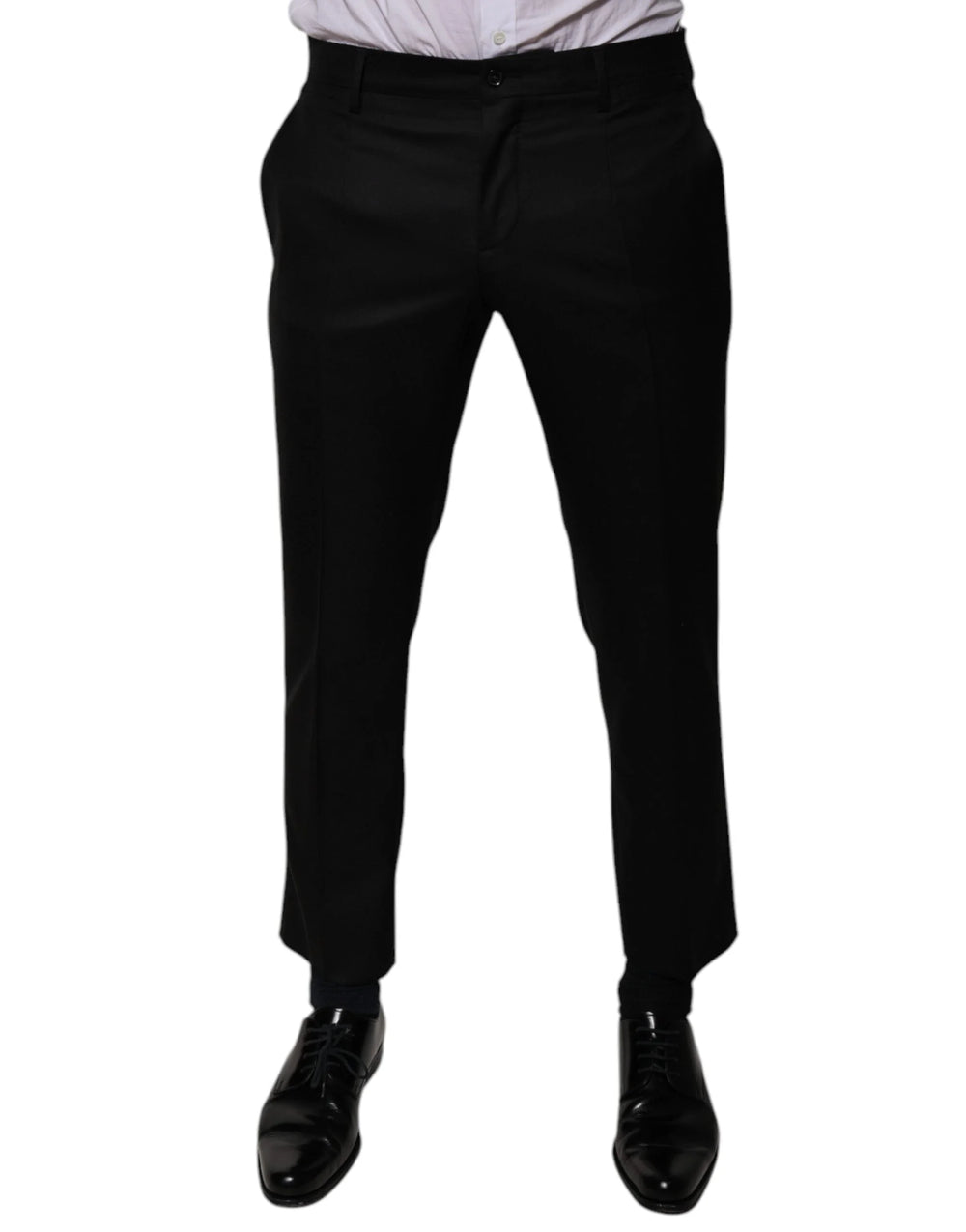 Dolce & Gabbana Black Wool Tapered Formal Dress Pants - IT46 | S - Trousers