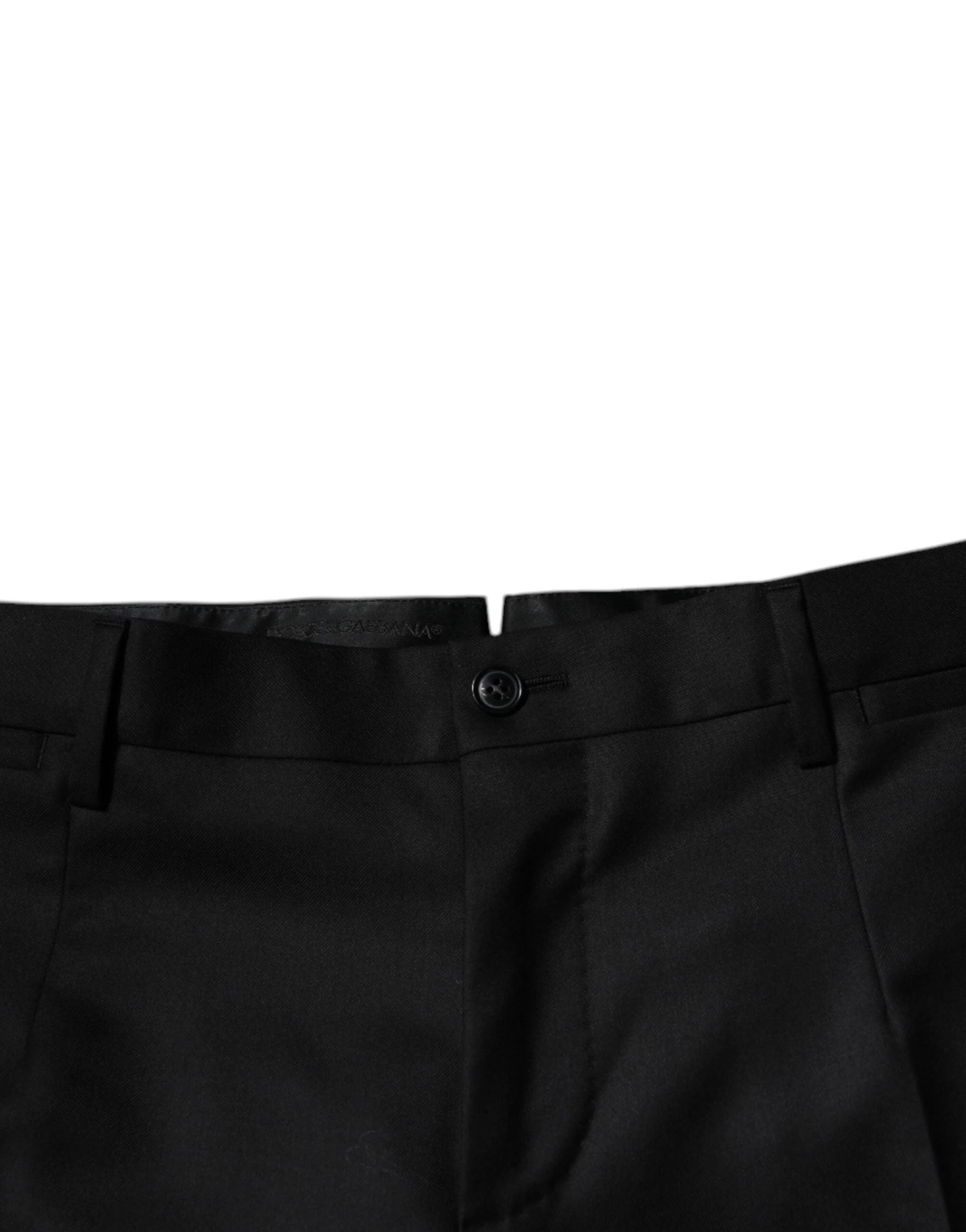 Dolce & Gabbana Black Wool Tapered Formal Dress Pants - IT46 | S - Trousers