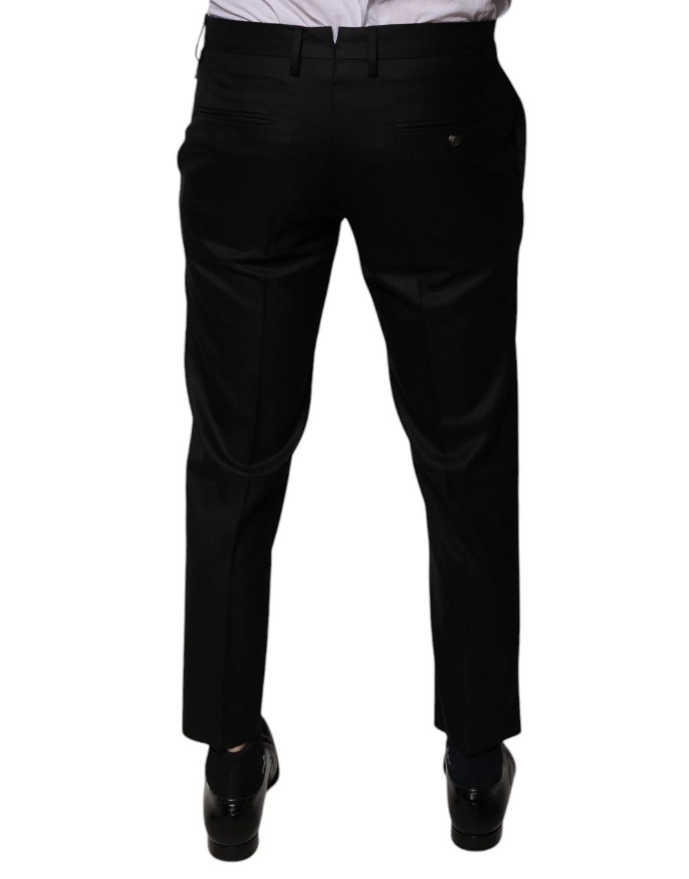 Dolce & Gabbana Black Wool Tapered Formal Dress Pants - IT46 | S - Trousers