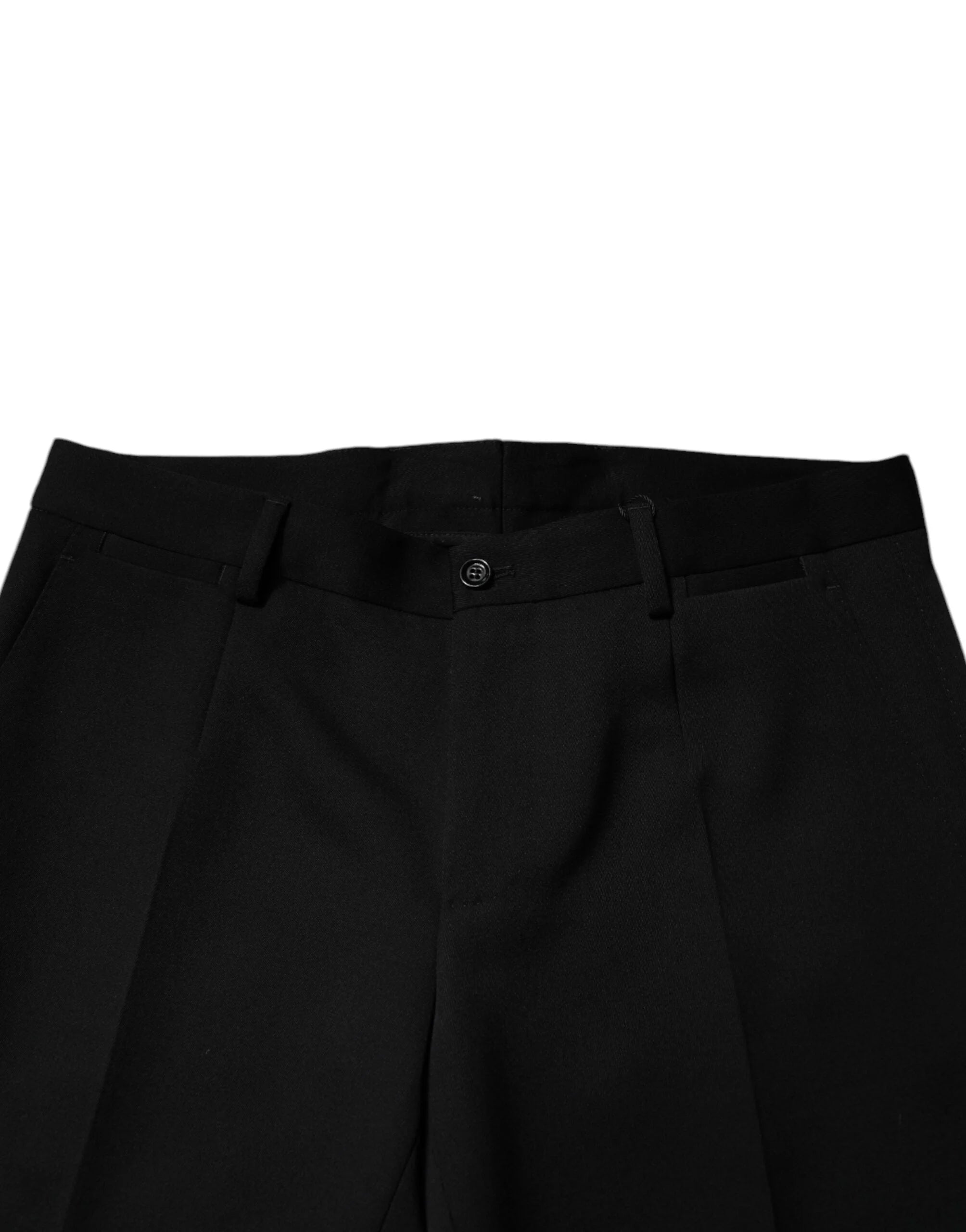 Dolce & Gabbana Black Wool Tapered Formal Dress Pants - IT48 | M - Trousers