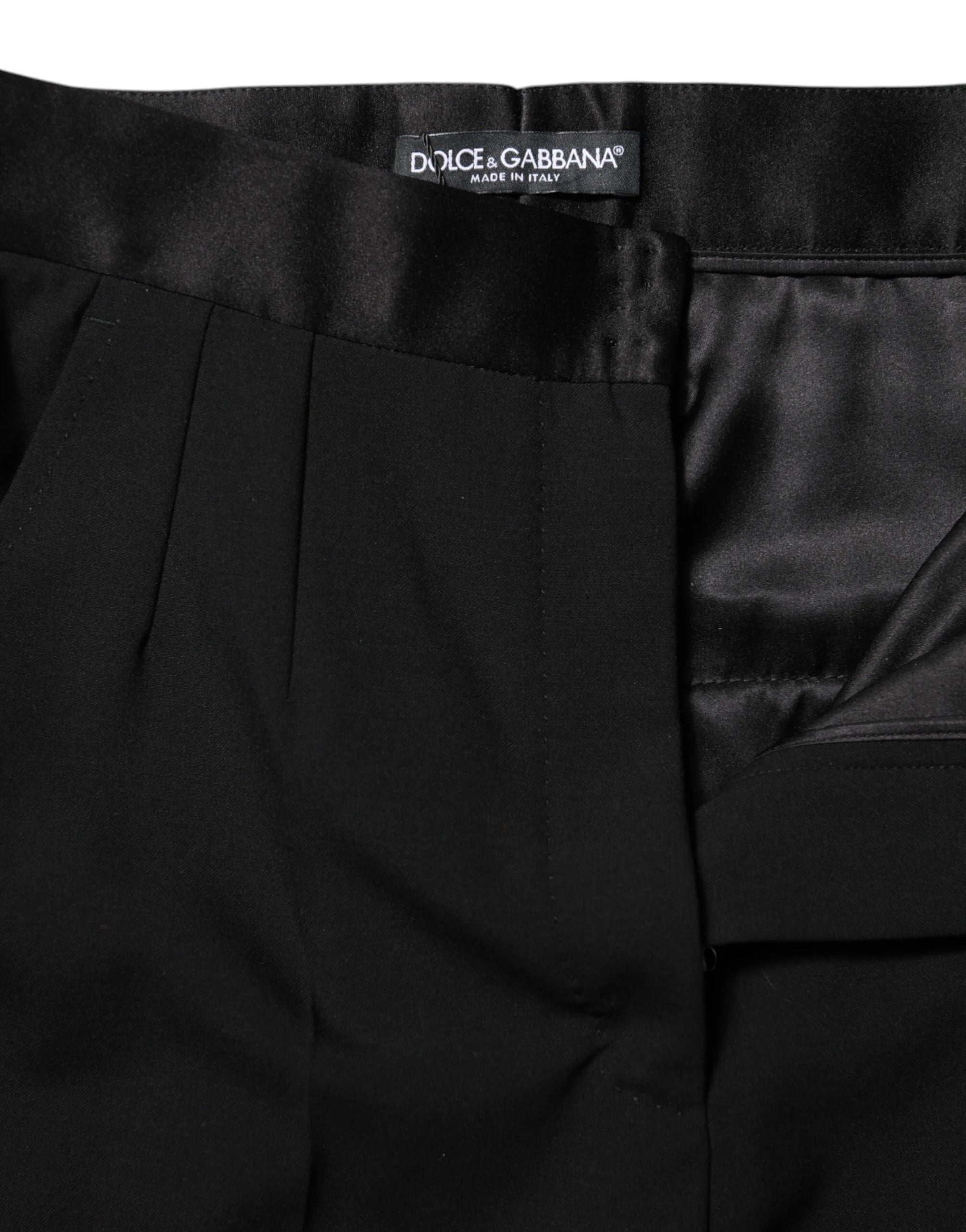 Dolce & Gabbana Black Wool Tapered High Waist Pants - IT40|S - Trousers