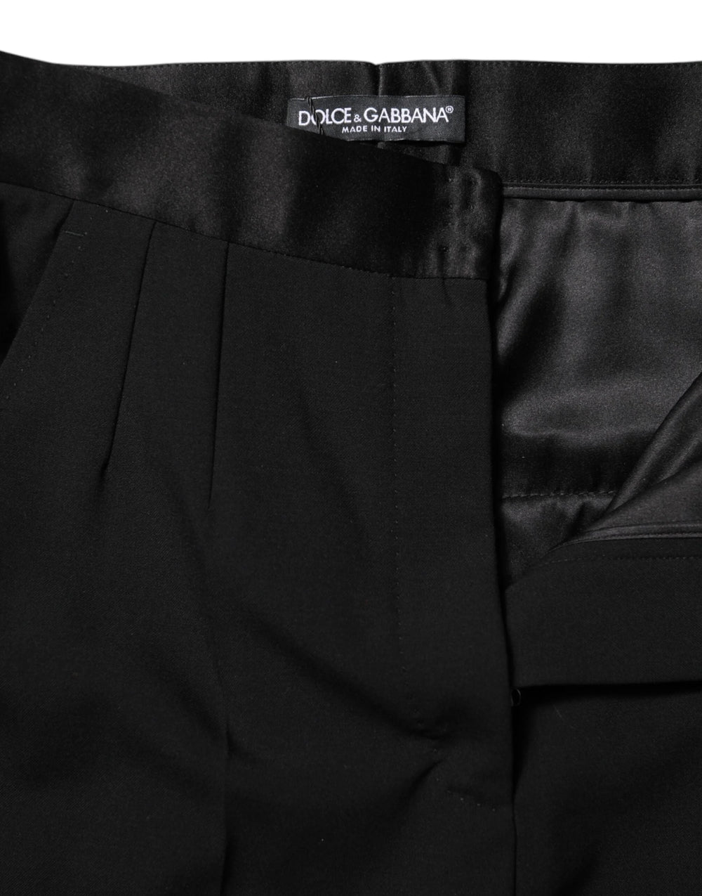 Dolce & Gabbana Black Wool Tapered High Waist Pants - IT40|S - Trousers