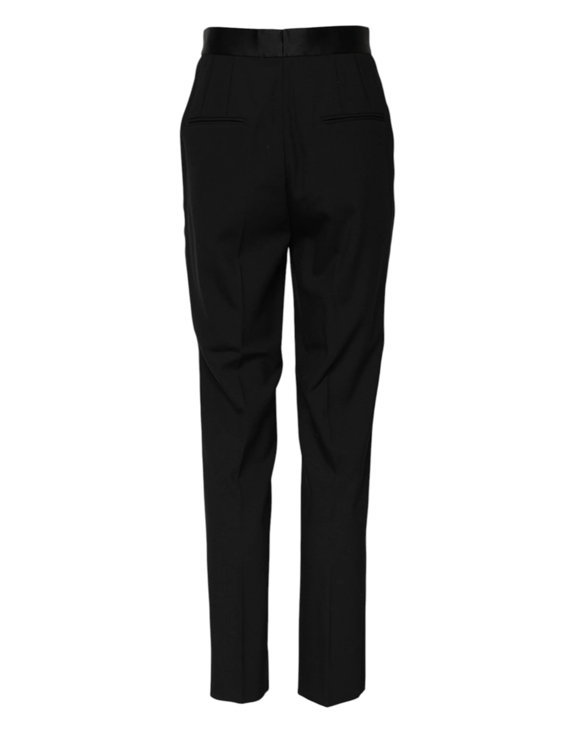 Dolce & Gabbana Black Wool Tapered High Waist Pants - IT40|S - Trousers
