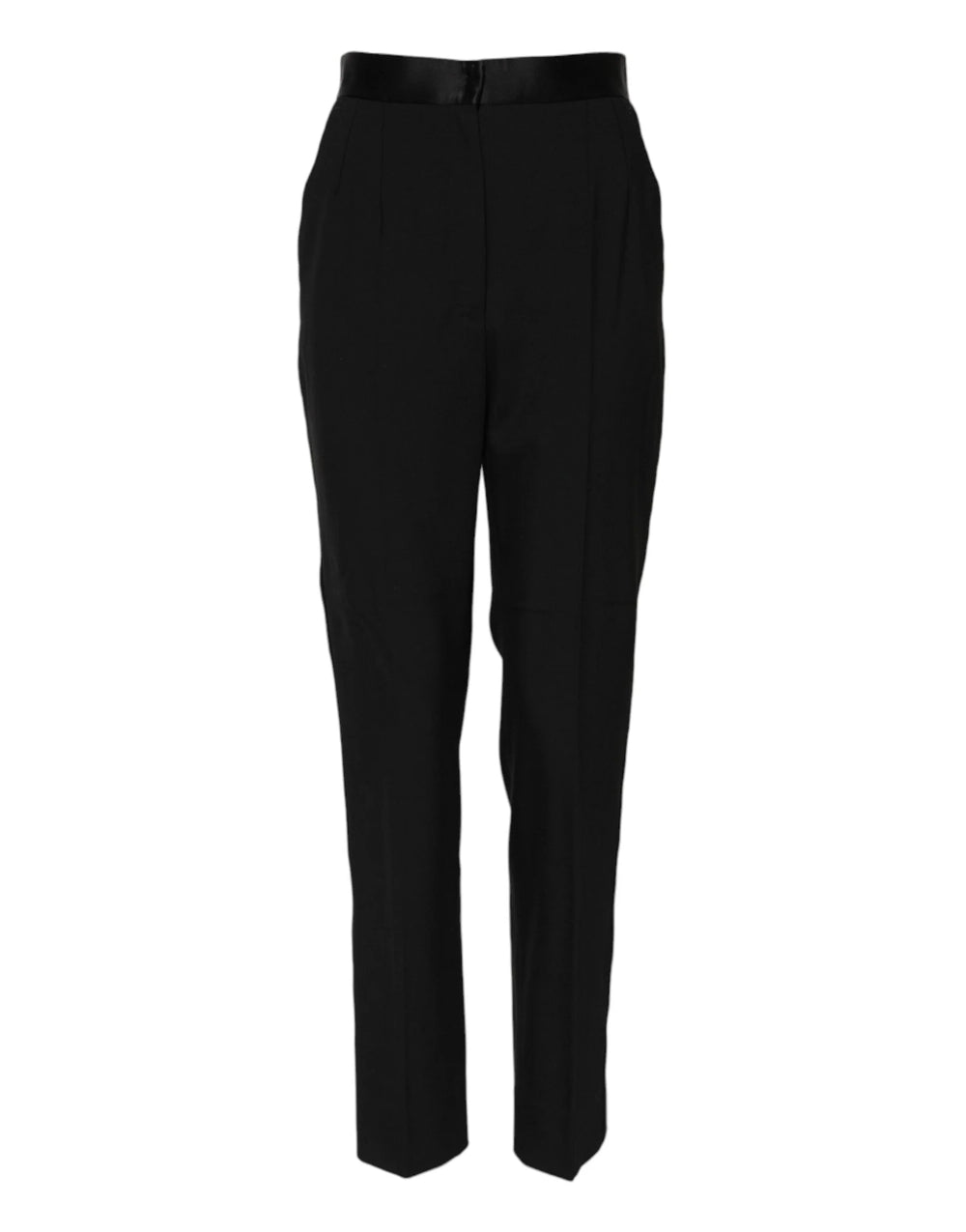 Dolce & Gabbana Black Wool Tapered High Waist Pants - IT40|S - Trousers