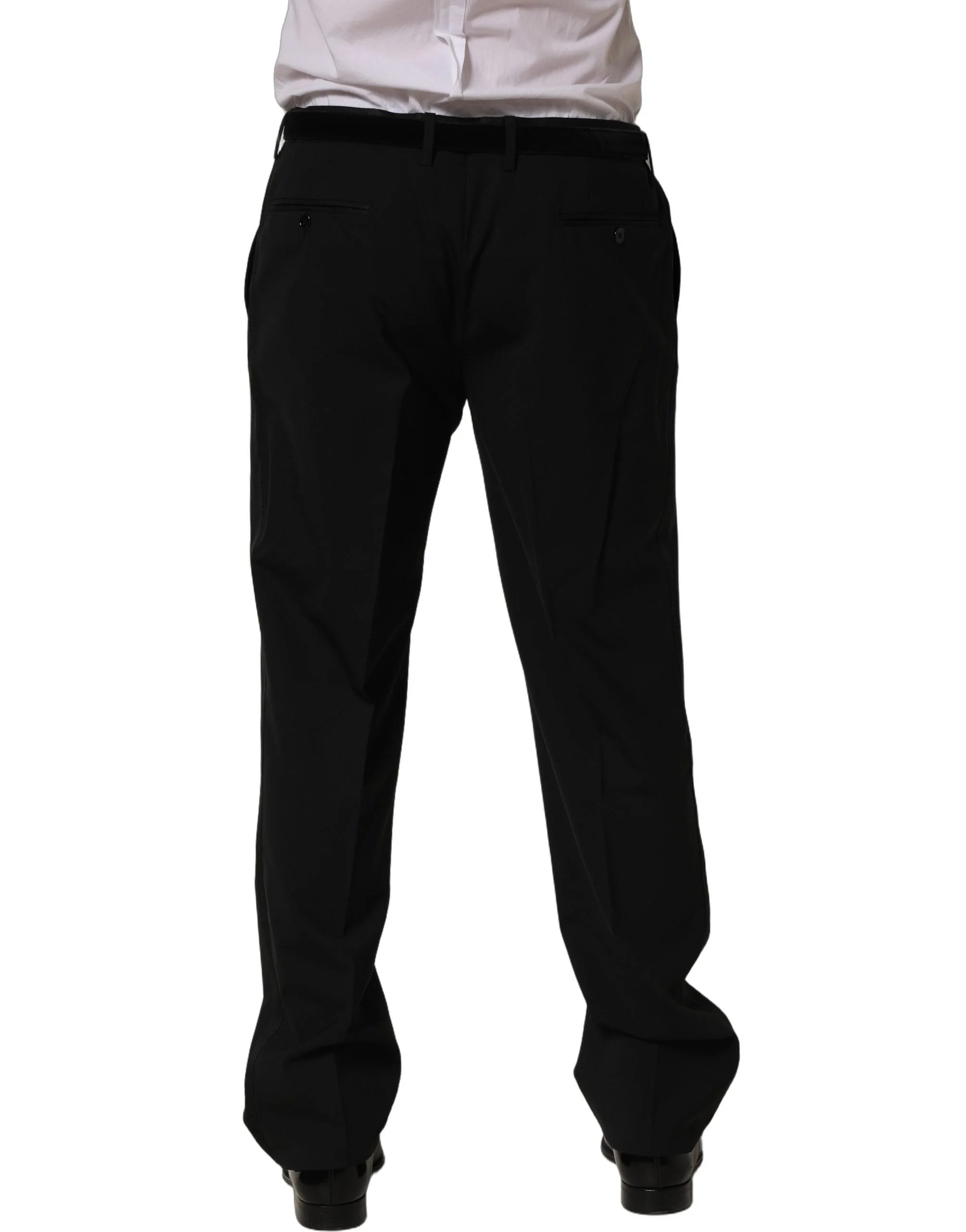 Dolce & Gabbana Black Wool Tapered Leg Dress Trouser Pants - IT54 | XL