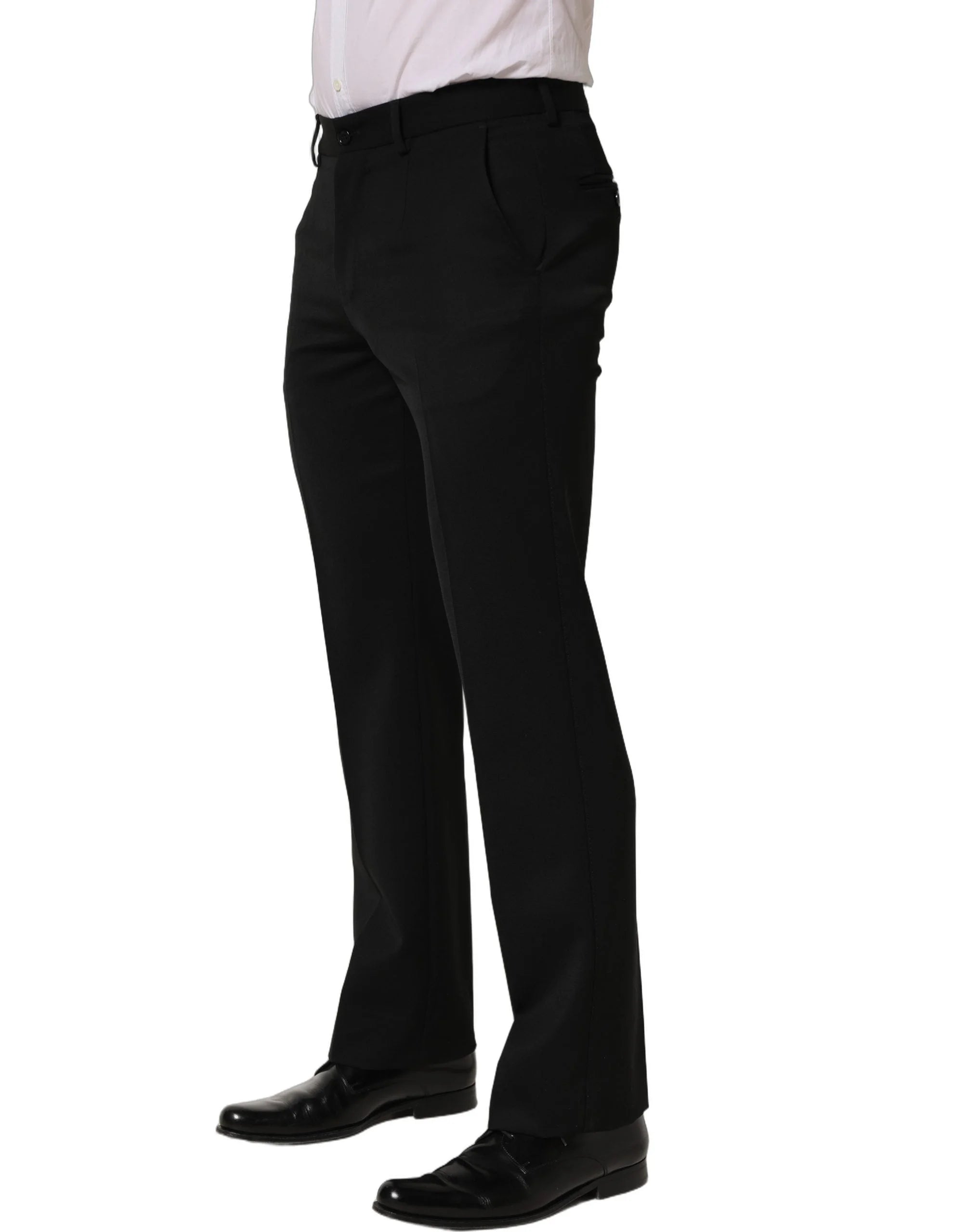 Dolce & Gabbana Black Wool Tapered Men Dress Trouser Pants - IT46 | S