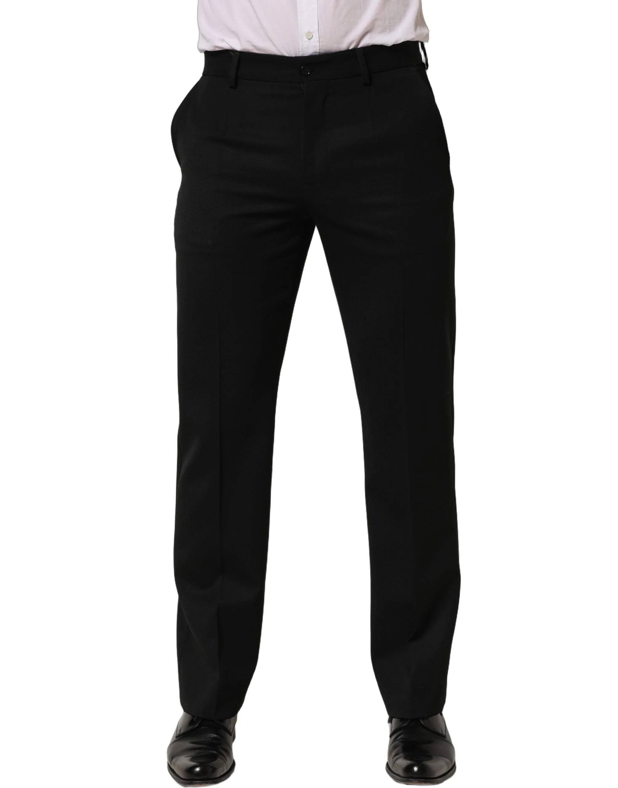 Dolce & Gabbana Black Wool Tapered Men Dress Trouser Pants - IT46 | S