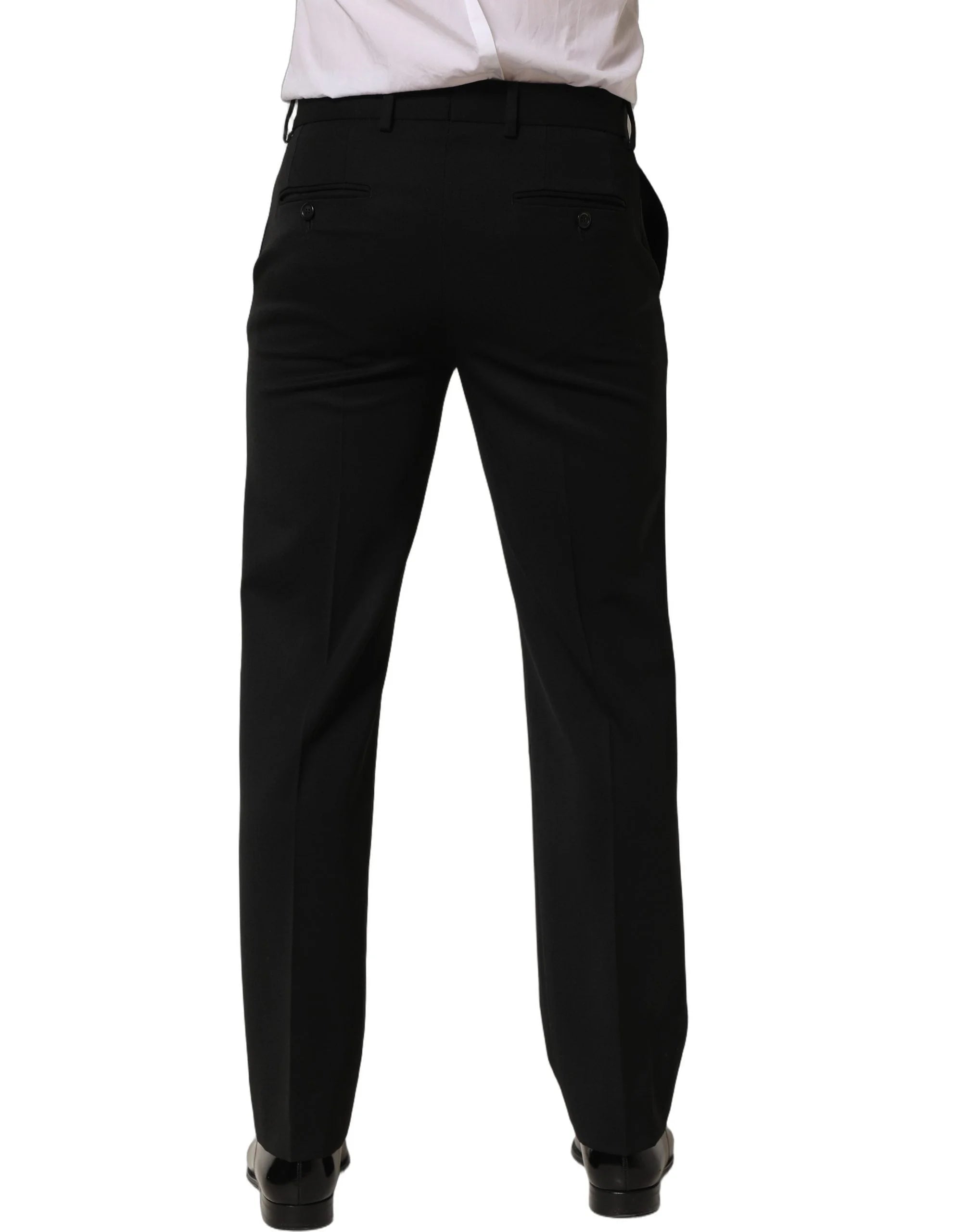 Dolce & Gabbana Black Wool Tapered Men Dress Trouser Pants - IT46 | S