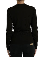 Dolce & Gabbana Black Wool V-neck Crossed Cardigan Sweater - Cardigans