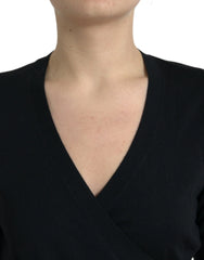 Dolce & Gabbana Black Wool V-neck Crossed Cardigan Sweater - Cardigans