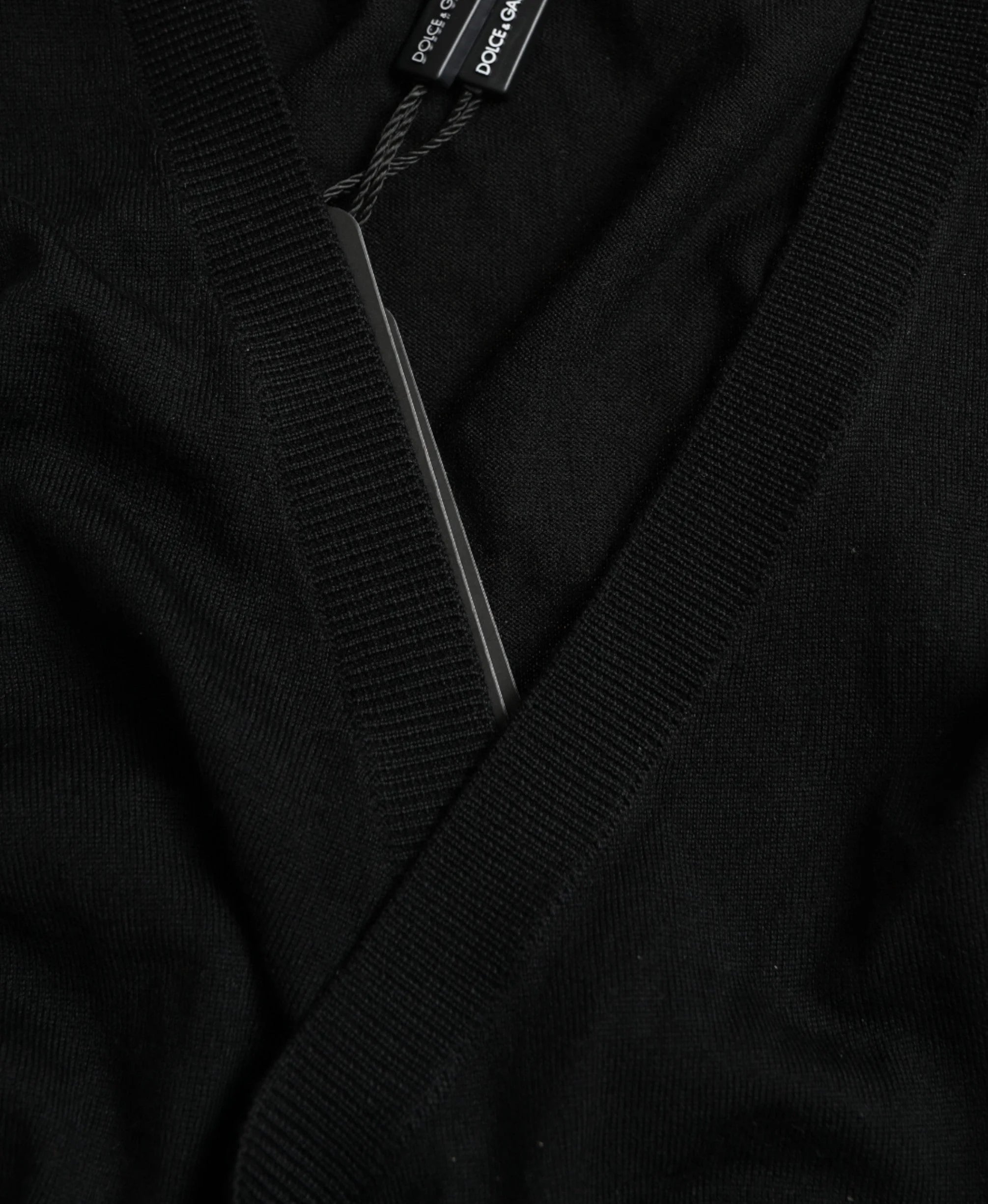 Dolce & Gabbana Black Wool V-neck Crossed Cardigan Sweater - Cardigans