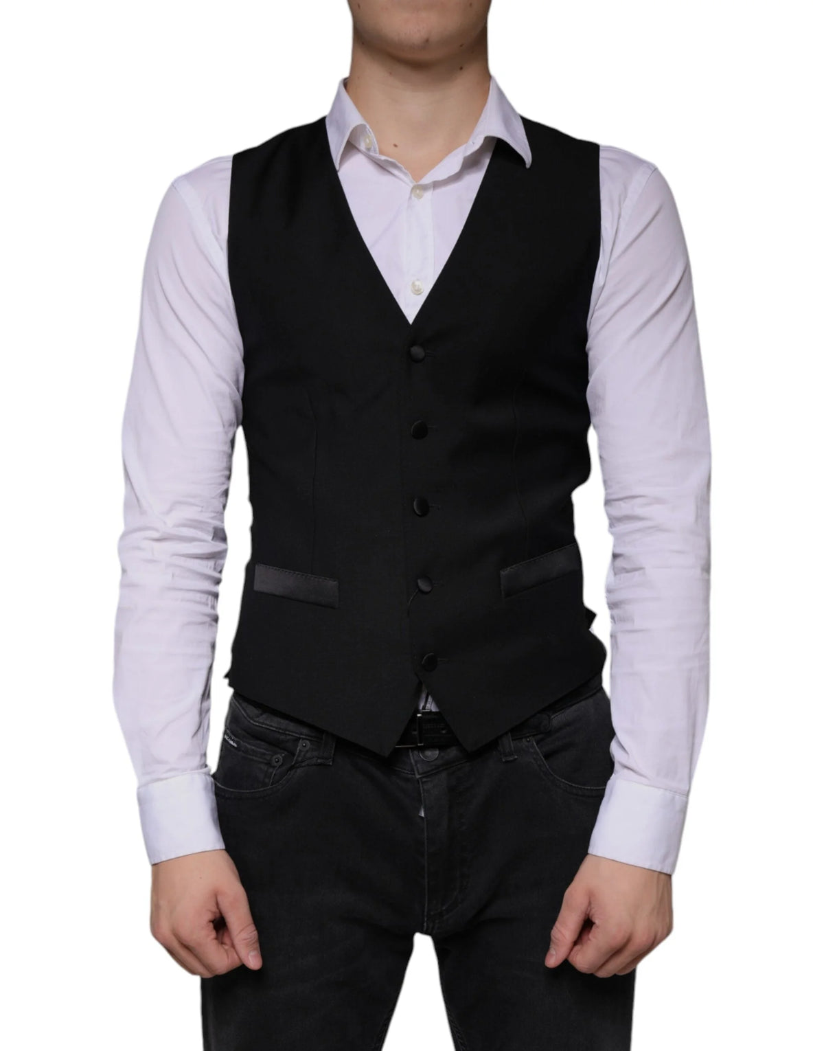 Dolce & Gabbana Black Wool Waistcoat Dress Formal Vest - IT44 | XS - Vests