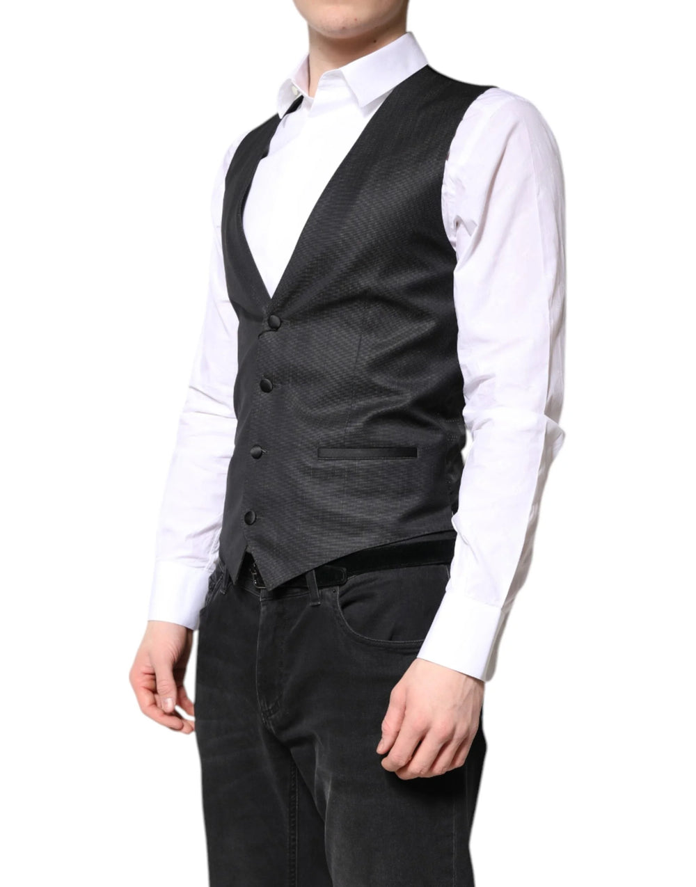 Dolce & Gabbana Black Wool Waistcoat Dress Formal Vest - IT46 | S - Vests