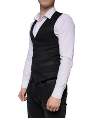 Dolce & Gabbana Black Wool Waistcoat Dress Formal Vest - IT46 | S - Vests