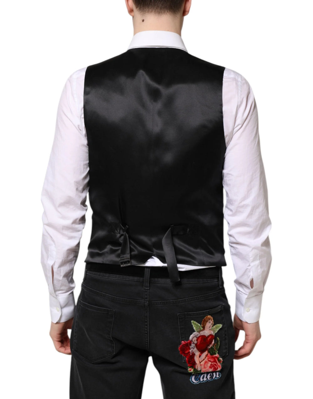 Dolce & Gabbana Black Wool Waistcoat Dress Formal Vest - IT46 | S - Vests
