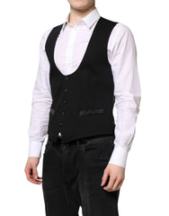 Dolce & Gabbana Black Wool Waistcoat Dress Formal Vest - IT46 | S - Vests