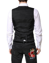 Dolce & Gabbana Black Wool Waistcoat Dress Formal Vest - IT46 | S - Vests