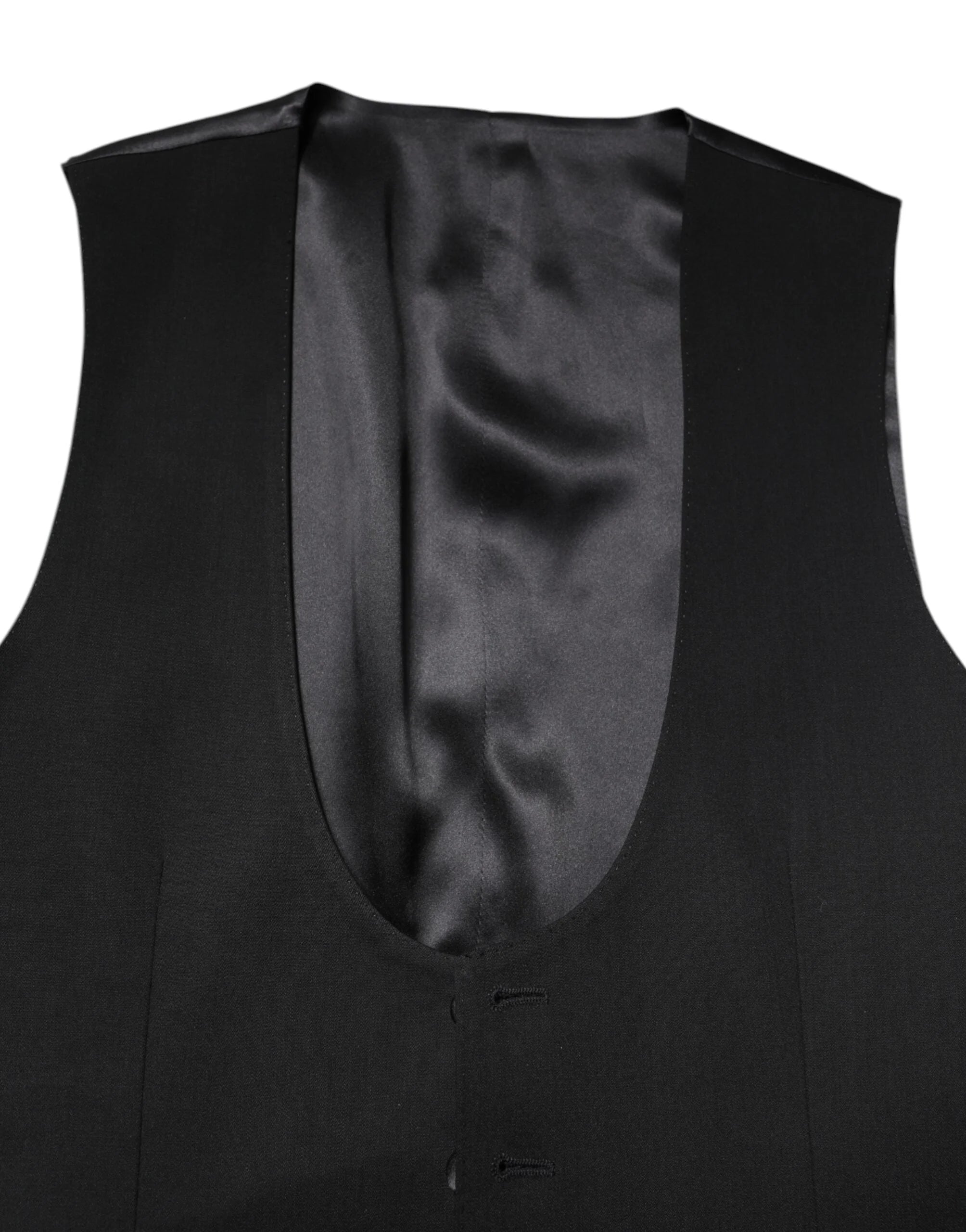 Dolce & Gabbana Black Wool Waistcoat Dress Formal Vest - IT46 | S - Vests