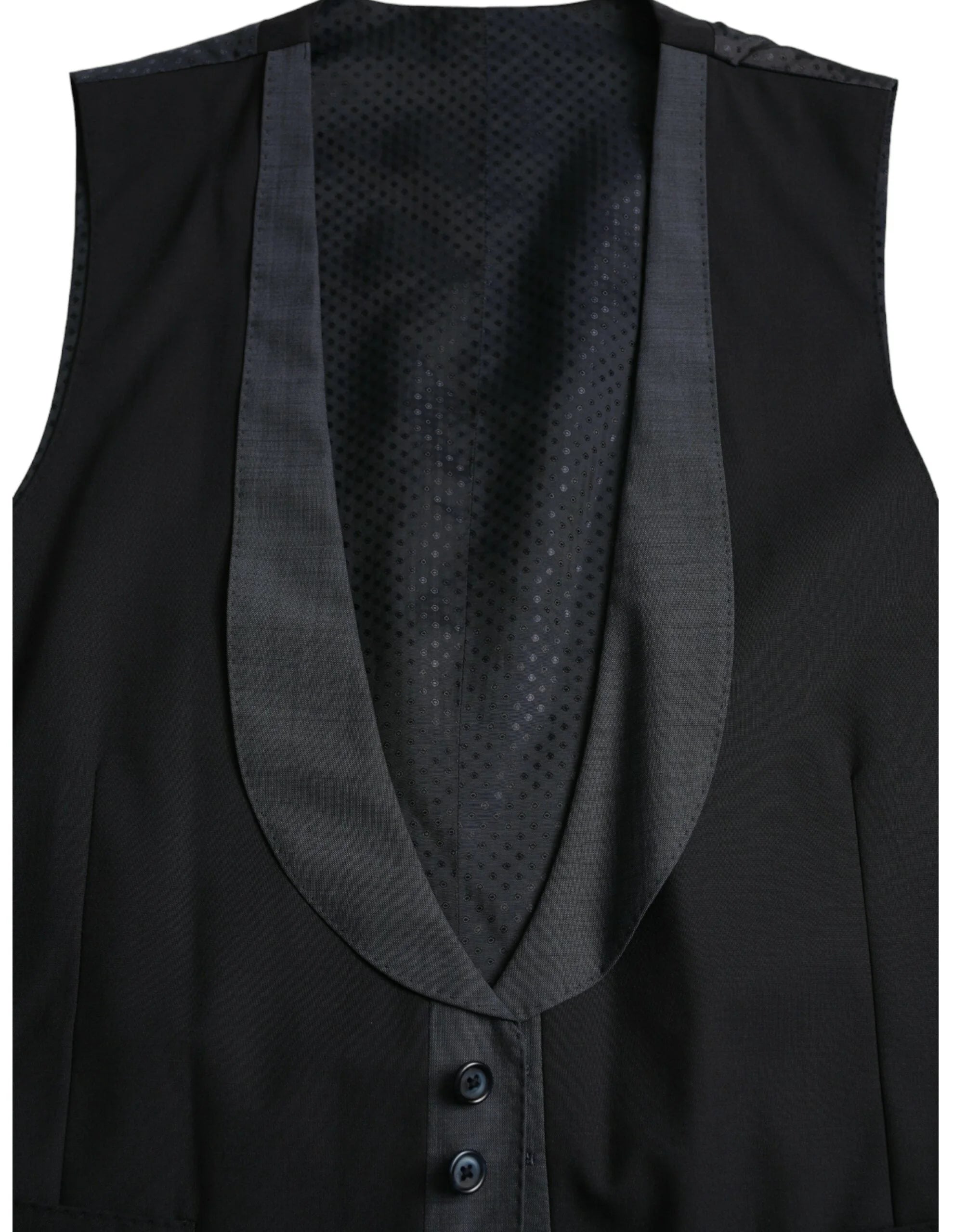 Dolce & Gabbana Black Wool Waistcoat Dress Formal Vest - IT48 | M - Vests