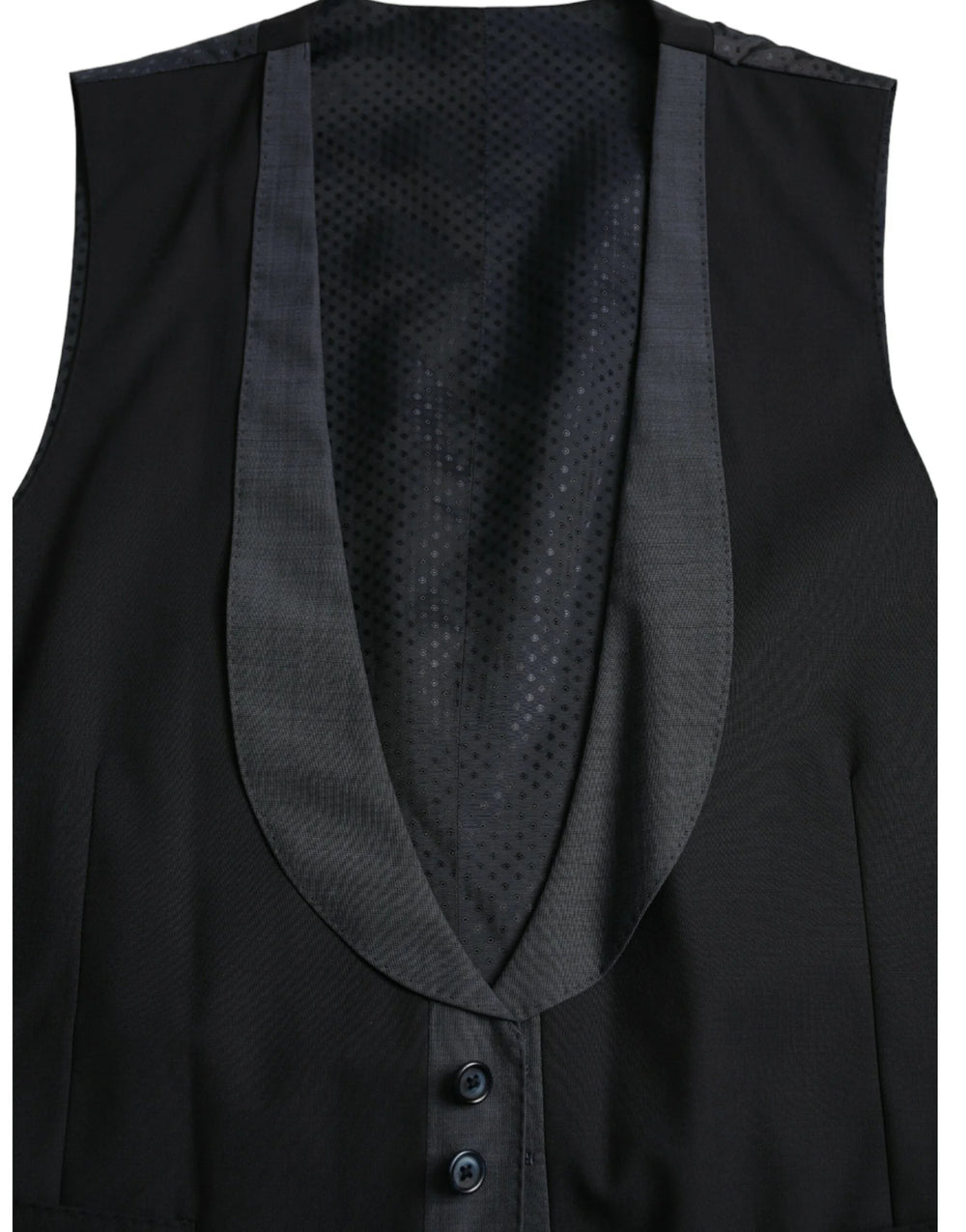 Dolce & Gabbana Black Wool Waistcoat Dress Formal Vest - IT48 | M - Vests