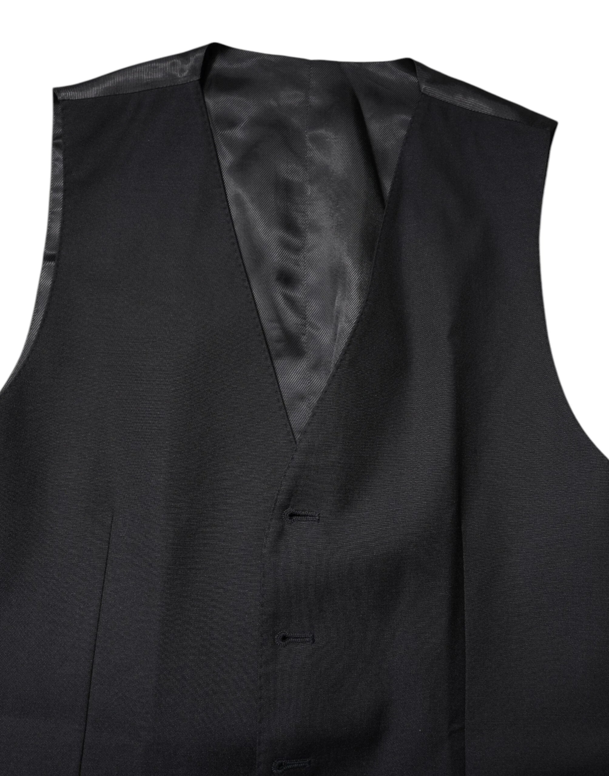 Dolce & Gabbana Black Wool Waistcoat Dress Formal Vest - IT48 | M - Vests