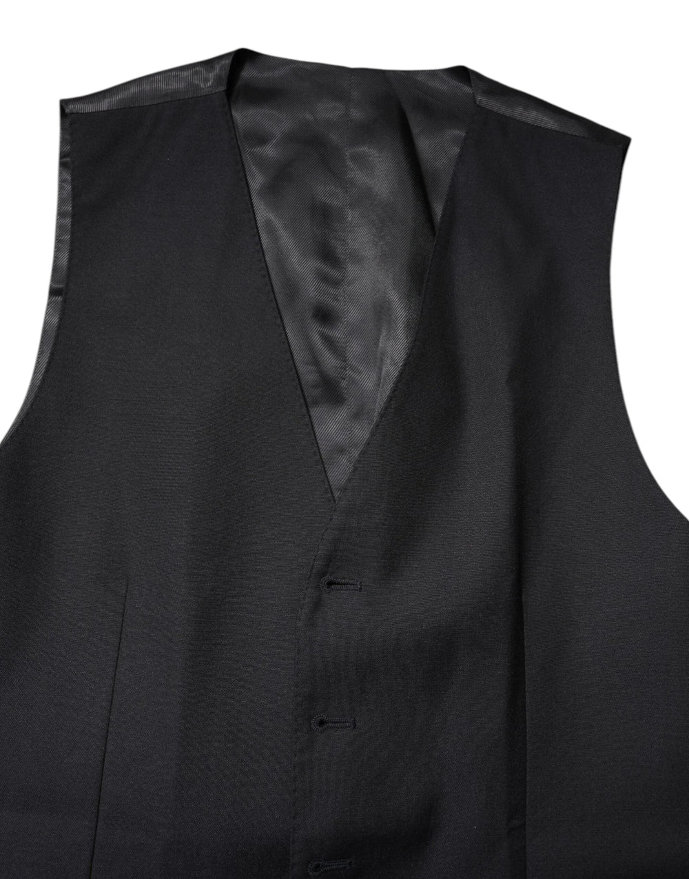 Dolce & Gabbana Black Wool Waistcoat Dress Formal Vest - IT48 | M - Vests