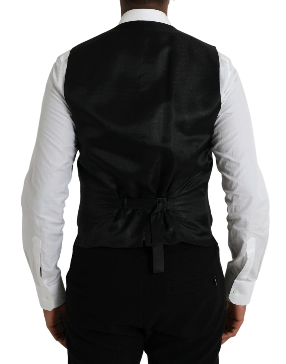 Dolce & Gabbana Black Wool Waistcoat Dress Formal Vest - IT50 | L - Vests