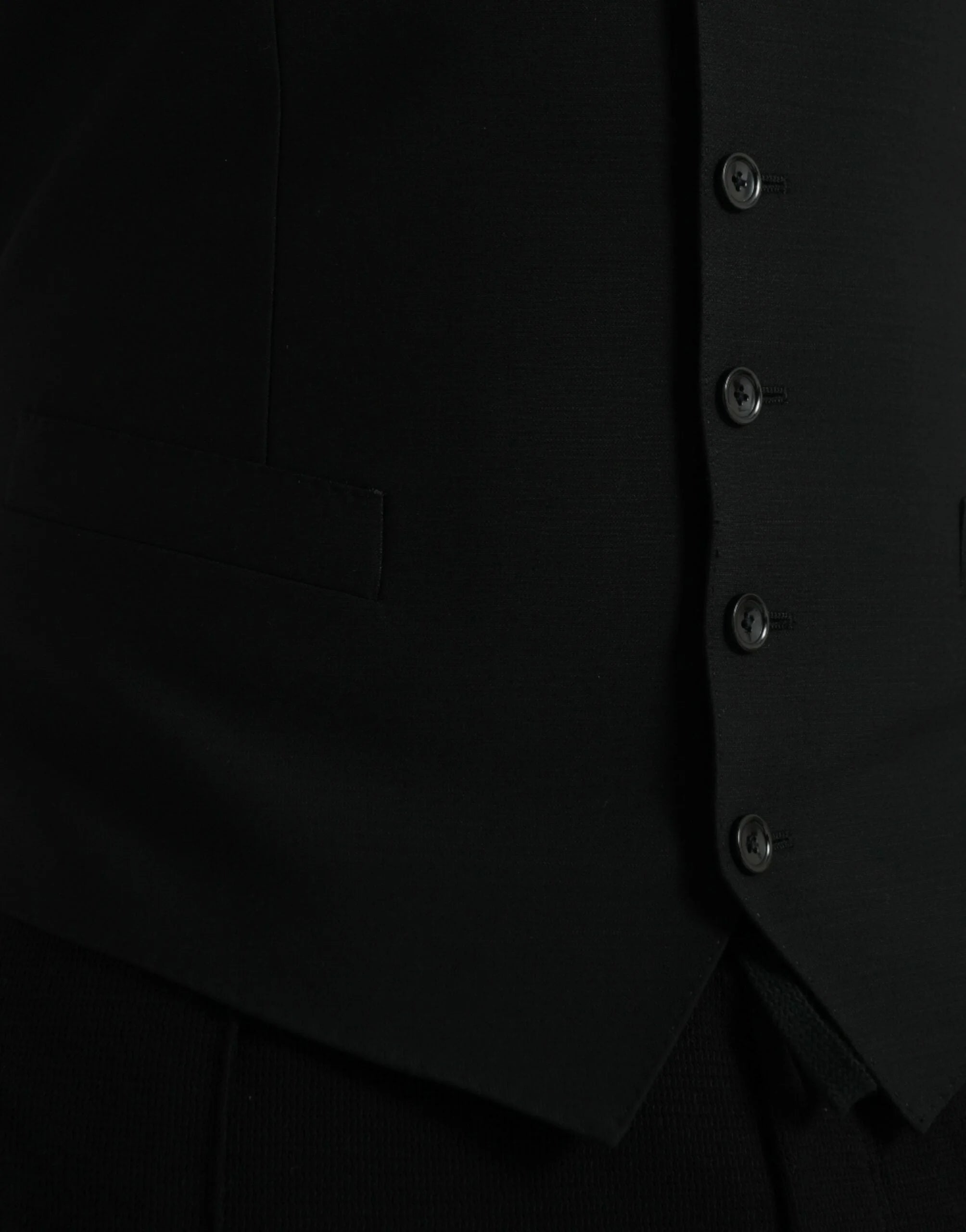 Dolce & Gabbana Black Wool Waistcoat Dress Formal Vest - IT50 | L - Vests