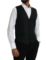 Dolce & Gabbana Black Wool Waistcoat Dress Formal Vest - IT52 | XL - Vests