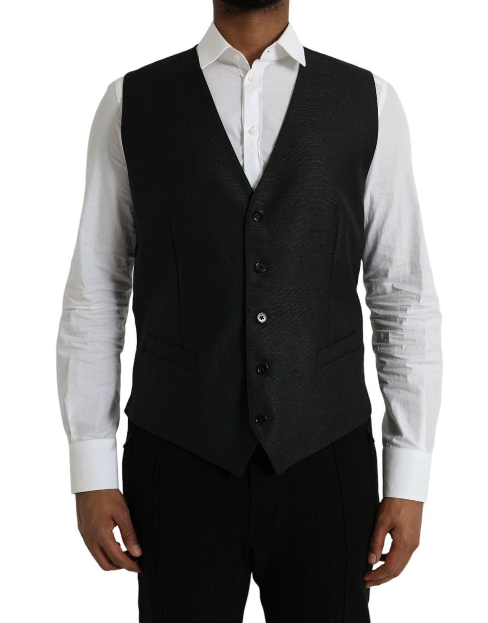 Dolce & Gabbana Black Wool Waistcoat Dress Formal Vest - IT54 | XL - Vests