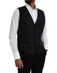 Dolce & Gabbana Black Wool Waistcoat Dress Formal Vest - IT54 | XL - Vests